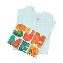 Summer Graphic Tee — Colorful Tropical "SUMMER" Typography T-Shirt