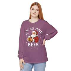 Festive Santa Claus Long Sleeve T-Shirt - "Ho Ho Hold My Beer"