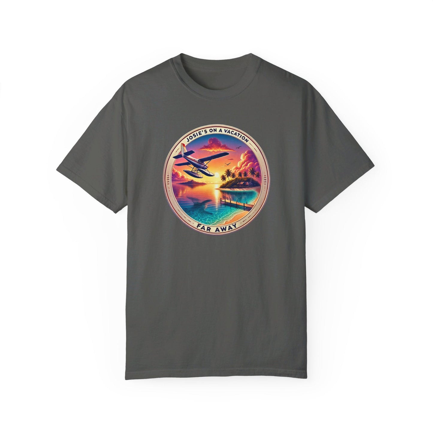 Josies On A Vacation Far Away Graphic Unisex Garment-Dyed T-shirt