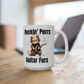 Cat lover mug, guitarist cat mug, ceramic cat mug, 11oz, 15oz, music lover gift, funny cat mug, musician gift idea, rock guitarist gift