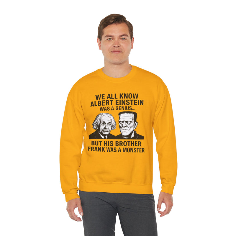 Funny Albert Einstein Geek Crewneck Sweatshirt, Science Lovers Gift, Frankenstein Halloween Apparel