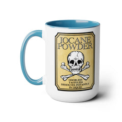 IOCANE Powder label with skull and crossbones Don't have a cup of coffee with Vizzini / Princess Bride / 80s Movies / Two-Tone Mugs, 15 oz.