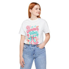 Summer Vibes Tee — Pastel Seashell Bow Beach T-Shirt