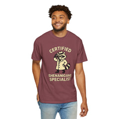 Certified Shenanigans Specialist T-Shirt | Funny Unisex Tee, Casual Wear, Gift for Raccoon Lovers, Cute Animal Shirt, Quirky Apparel