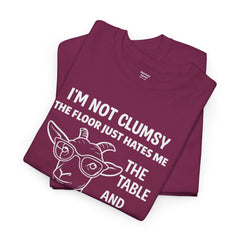Clumsy Funny Goat Graphic Tee | Unisex Heavy Cotton Tee | Great Gift for Animal Lovers, Birthdays, Casual Wear, Humorous Gifts, Everyday Style