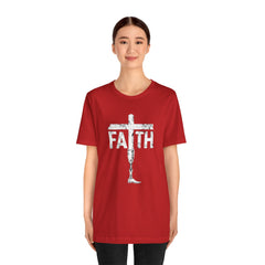 Faith Cross Prosthetic Leg T‑Shirt — Amputee Inspirational Christian Tee