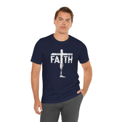 Faith Cross Prosthetic Leg T‑Shirt — Amputee Inspirational Christian Tee