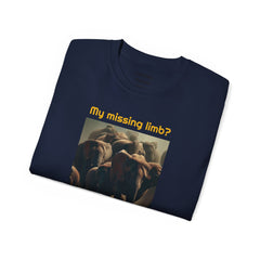 My Missing Limb? It Was Stampeding Elephants - Unisex T Shirt | Amputee Humor, Amputee Gift, Amputation Excuse, Animal, Wildlife, Motivation