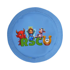 Unisex Bucket Hat - Russell Sage College Mascot Characters Purple Cow, Red Devil, Golden Horseshoe, Blue Angel