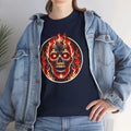 Flaming Fire Skull - Graphic Unisex Heavy Cotton Tee