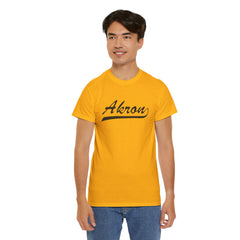 Akron Unisex Heavy Cotton Tee - Retro Dunder Mifflin Design for Nostalgic Fans