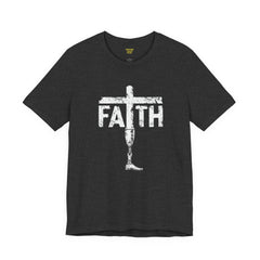 Faith Cross Prosthetic Leg T‑Shirt — Amputee Inspirational Christian Tee