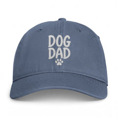 Embroidered Dog Dad Cap — Washed Coastal Baseball Hat with Paw Print