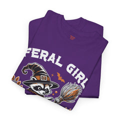 Feral Girl Halloween Raccoon! Graphic Unisex Heavy Cotton Tee