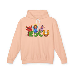 Russell Sage College Mascot Unisex Hoodie - Russell Sage Purple Cow, Red Devil, Golden Horseshoe, Blue Angel Design