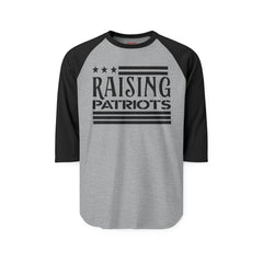Raglan Shirt — Subtle 'RAISING PATRIOTS' Vintage Baseball Tee
