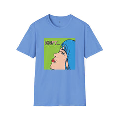 Pop Art Gal T-Shirt featuring Blue Hair and Red Lips Unisex Soft Style Shirt