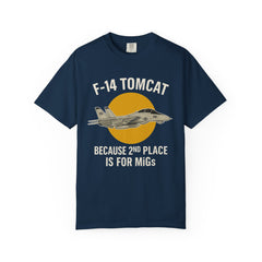 F-14 Tomcat T-Shirt — "Because 2nd Place Is For MiGs" Military Pilot Tee