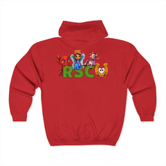 Russell Sage College Mascot Full Zip Hoodie - Purple Cow, Red Devil, Golden Horseshoe, Blue Angel