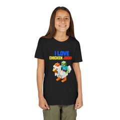 Youth I Love Chicken Jockey Tee - Fun Gamer T-Shirt for Kids