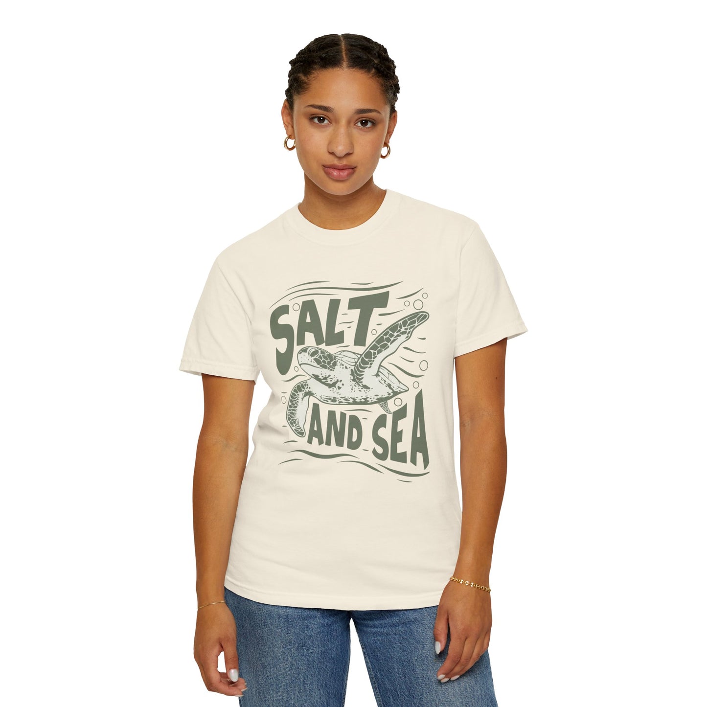 Sea Turtle, Salt And Sea -  Graphic Unisex Garment-Dyed T-shirt