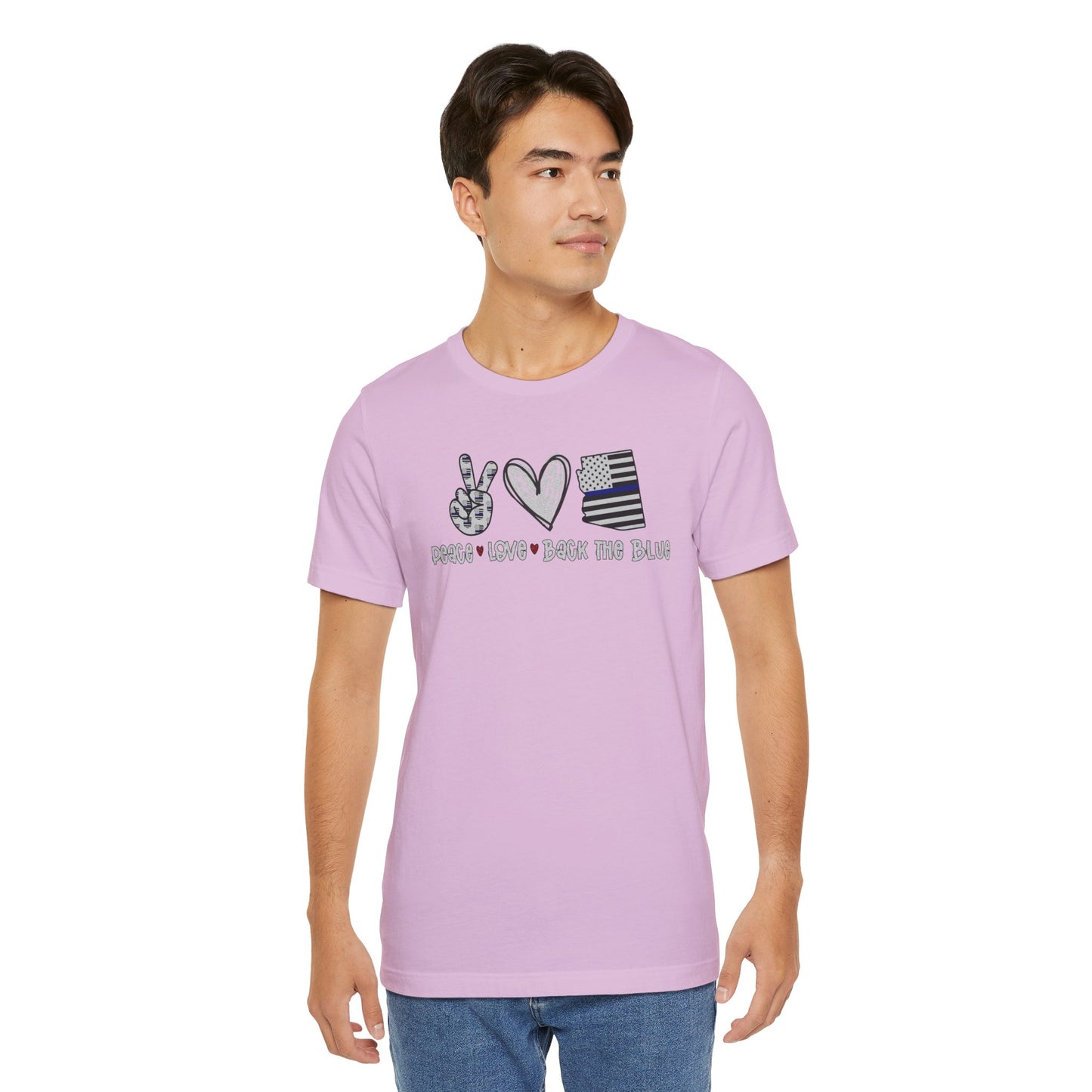 Peace Love Back The Blue in Alaska, Graphic Unisex Short Sleeve Tee