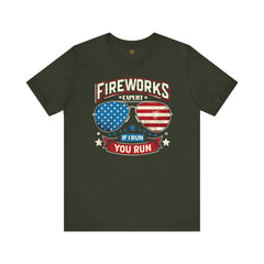 Fireworks Expert, If I Run You Run, Sunglasses  Graphic, Unisex Jersey Short Sleeve Tee