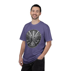 Don;t Stop Believing Subway Reflection T-Shirt — Vintage Black & White Urban Photo Tee
