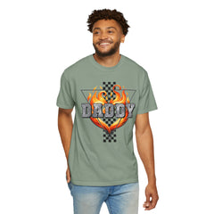 GO DADDY graphic, Comfort Colors 1717, unisex garment-dyed t-shirt, retro graphic tee, gift for him, Birthday gift tee, Vintage checkered graphic tee, Flames Tee, Fathers Day Shirt