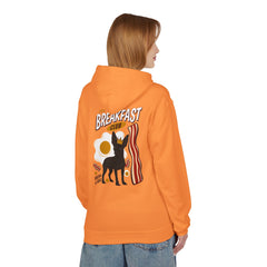 Breakfast Club Hoodie — Cute Black Dog, Bacon & Egg Graphic Pullover
