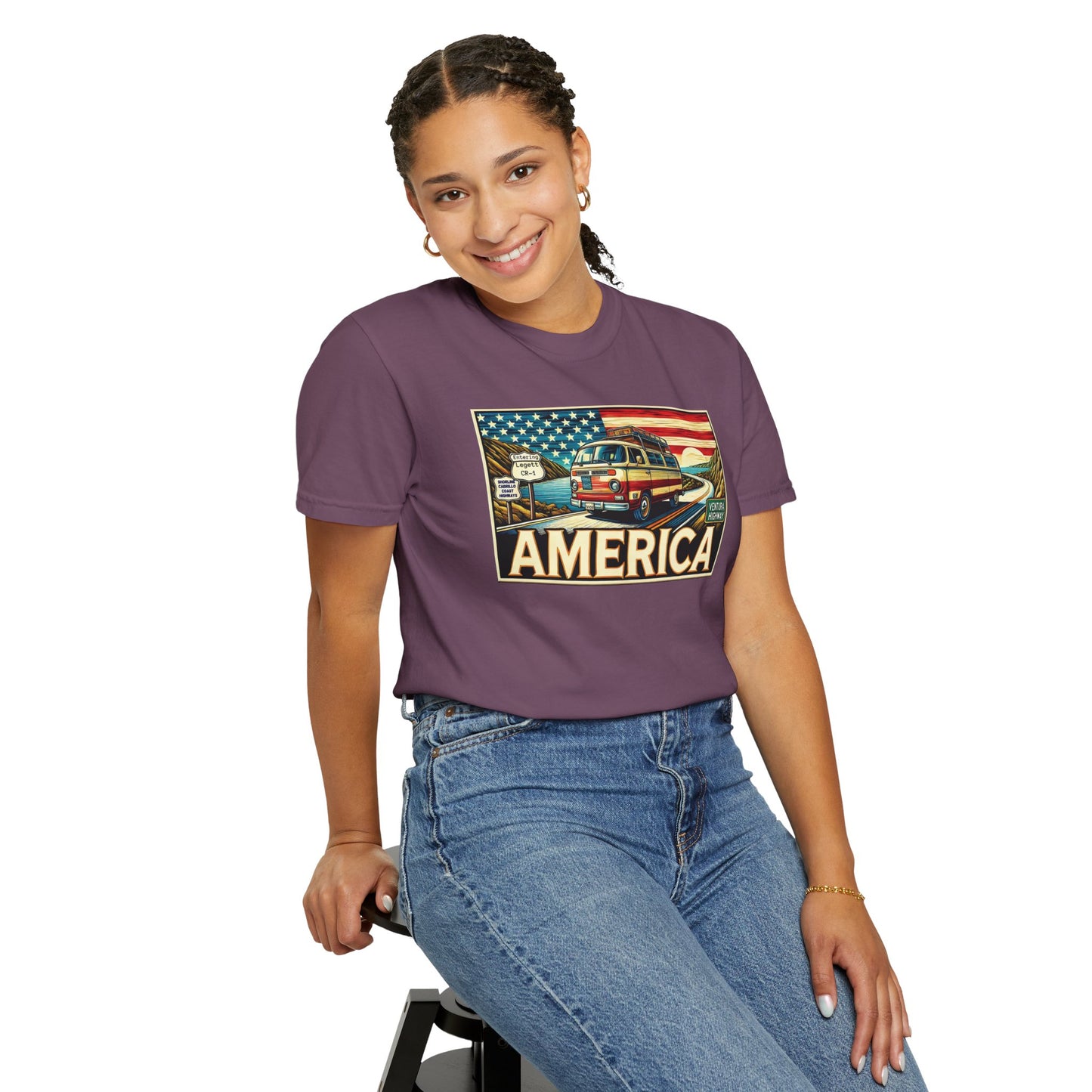 Ventura Highway Driving America Graphic Comfort Colors Unisex Garment Dyed T-shirt