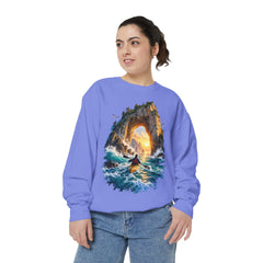 Adventure Kayak Sweatshirt — Comfort Colors Sunset Sea Arch Graphic