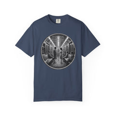 Don;t Stop Believing Subway Reflection T-Shirt — Vintage Black & White Urban Photo Tee