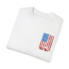 Patriotic Car Graphic Unisex T-Shirt - Vintage American Flag Design