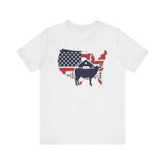 Red White and Blue Farmer Graphic, Unisex Jersey Short Sleeve Tee