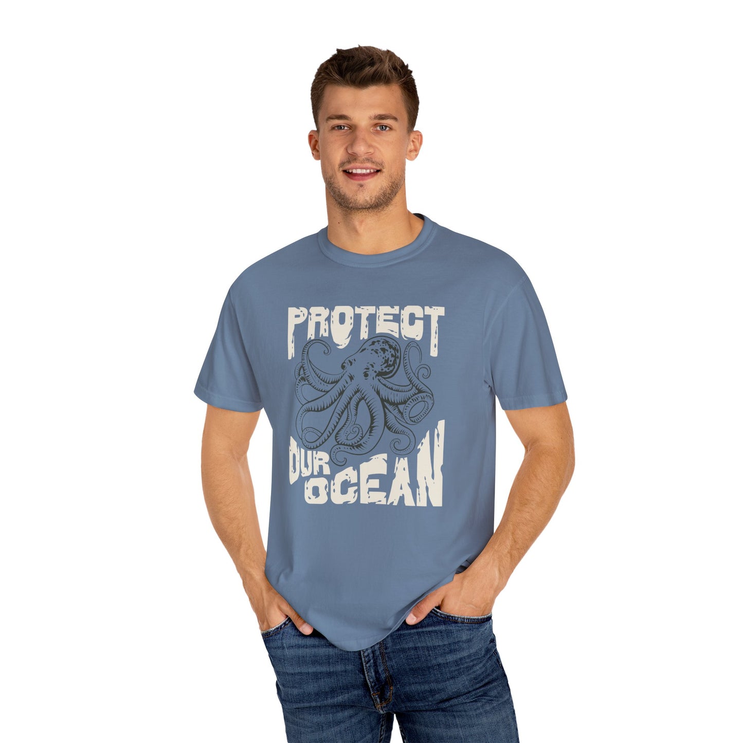 Octopus, Protect Our Ocean -  Graphic Unisex Garment-Dyed T-shirt