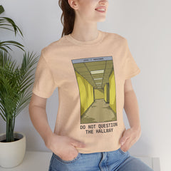 Do Not Question The Hallway T-Shirt — Retro Yellow Corridor Graphic Tee
