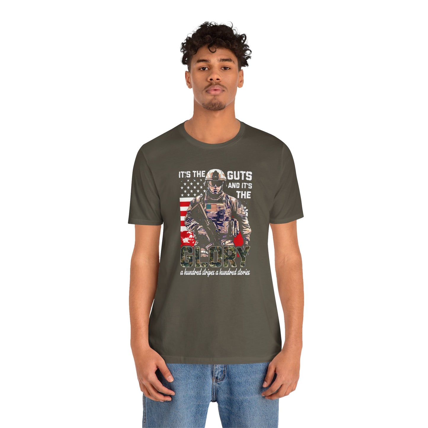 Patrotic American Soldier, Its The Guts And The Glory, Unisex Jersey Short Sleeve Tee