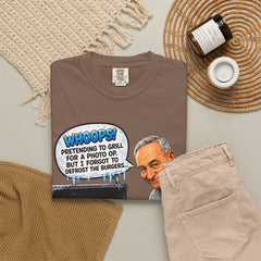 Grill Master Grandpa Funny BBQ T-Shirt — "Whoops! Pretending to Grill for a Photo" Graphic Tee