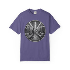 Don;t Stop Believing Subway Reflection T-Shirt — Vintage Black & White Urban Photo Tee