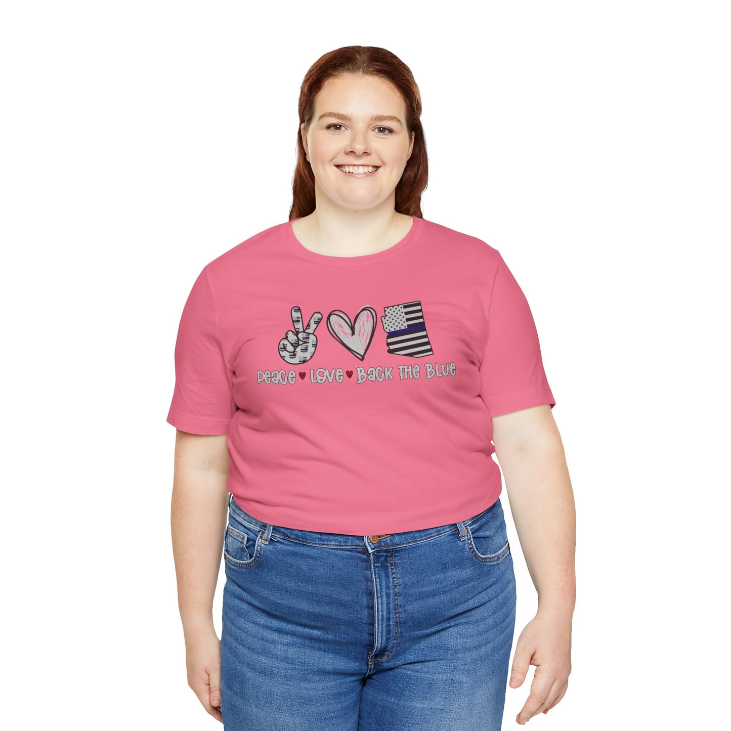 Peace Love Back The Blue in Arizona, Graphic Unisex Short Sleeve Tee