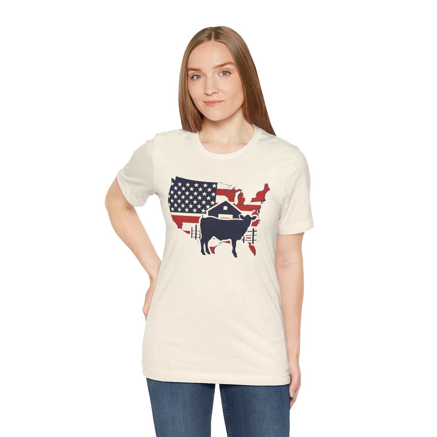 Red White and Blue Farmer Graphic, Unisex Jersey Short Sleeve Tee