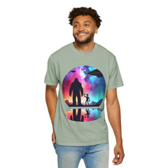 Bigfoot & Alien Nightscape T-Shirt — Sasquatch UFO Graphic Tee