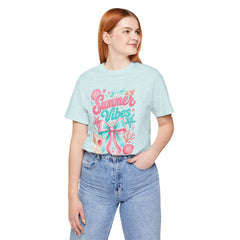 Summer Vibes Tee — Pastel Seashell Bow Beach T-Shirt