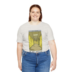 Do Not Question The Hallway T-Shirt — Retro Yellow Corridor Graphic Tee