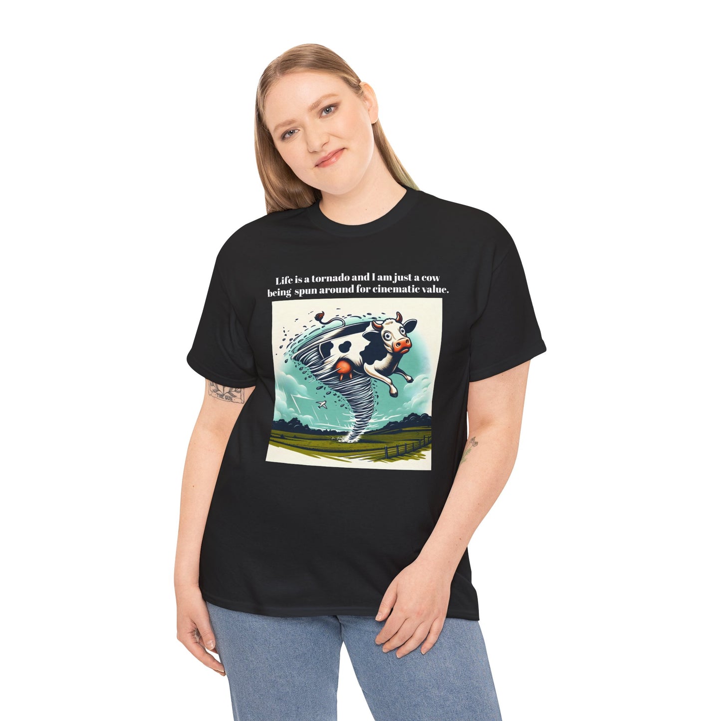 Funny Cow Caught In Tornado Unisex Tee