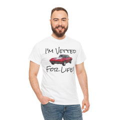 Red Corvette Summer Unisex Tee - I'm Vetted For Life Front and Back Image T Shirt