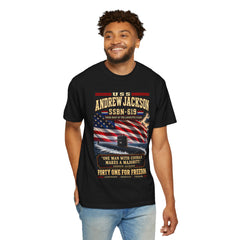 USS Andrew Jackson SSBN-619 Navy Submarine Tee — "One Man With Courage Makes a Majority"