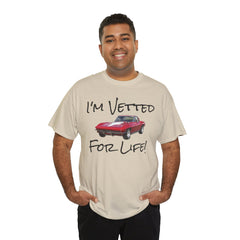 Red Corvette Summer Unisex Tee - I'm Vetted For Life Front and Back Image T Shirt