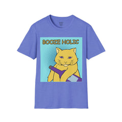 Booze Holic Cat with Bottle Unisex Softstyle T-Shirt  Pop Art Feline